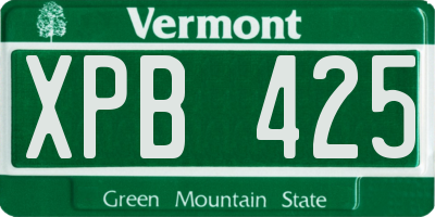 VT license plate XPB425