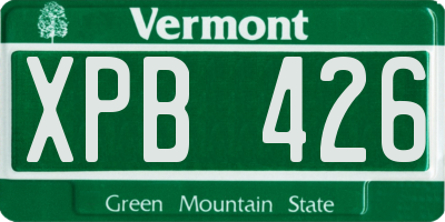 VT license plate XPB426