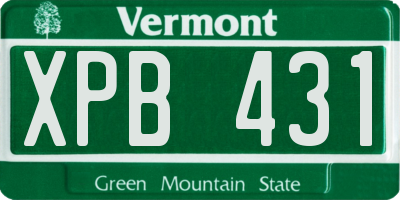 VT license plate XPB431
