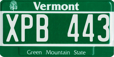 VT license plate XPB443