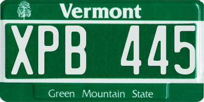 VT license plate XPB445