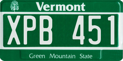 VT license plate XPB451