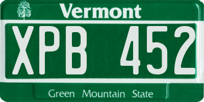 VT license plate XPB452