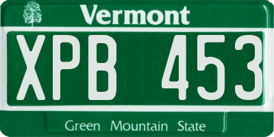 VT license plate XPB453