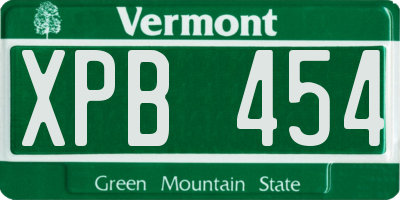 VT license plate XPB454