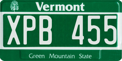 VT license plate XPB455
