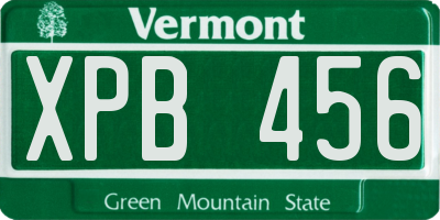 VT license plate XPB456