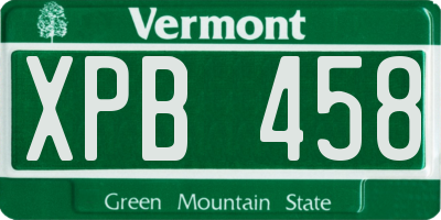 VT license plate XPB458