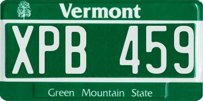 VT license plate XPB459
