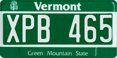 VT license plate XPB465