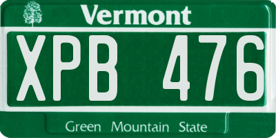 VT license plate XPB476