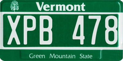 VT license plate XPB478