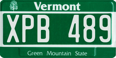 VT license plate XPB489