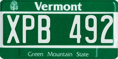 VT license plate XPB492