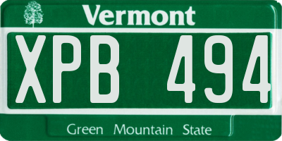 VT license plate XPB494