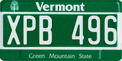 VT license plate XPB496
