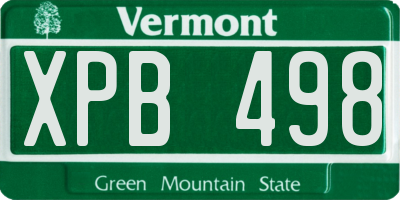 VT license plate XPB498