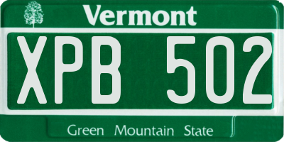 VT license plate XPB502