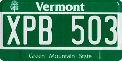 VT license plate XPB503