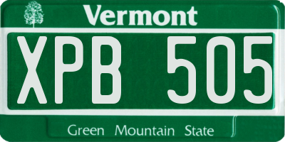 VT license plate XPB505