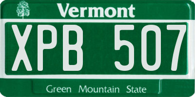 VT license plate XPB507