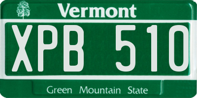 VT license plate XPB510
