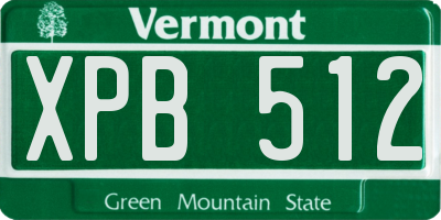 VT license plate XPB512