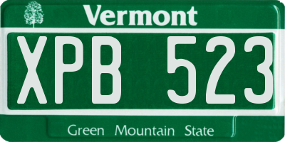 VT license plate XPB523
