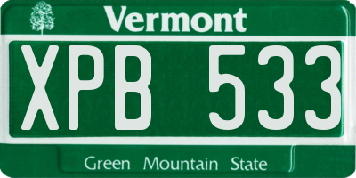 VT license plate XPB533