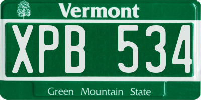 VT license plate XPB534