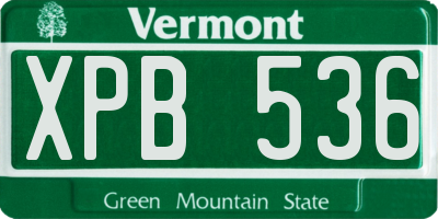 VT license plate XPB536