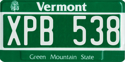 VT license plate XPB538