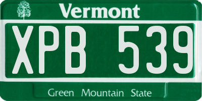 VT license plate XPB539
