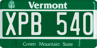 VT license plate XPB540