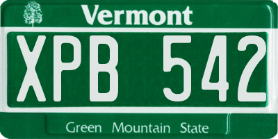 VT license plate XPB542