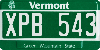 VT license plate XPB543