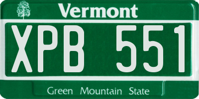 VT license plate XPB551