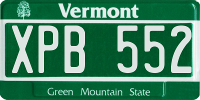 VT license plate XPB552