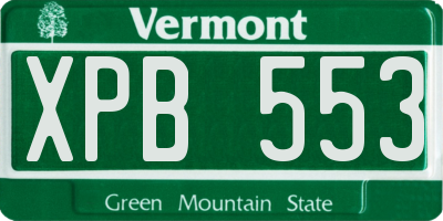 VT license plate XPB553