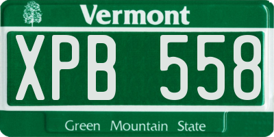 VT license plate XPB558