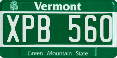 VT license plate XPB560