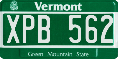 VT license plate XPB562