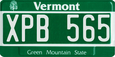 VT license plate XPB565