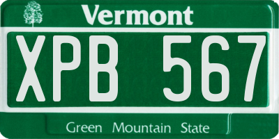 VT license plate XPB567