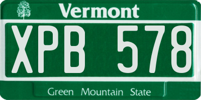 VT license plate XPB578