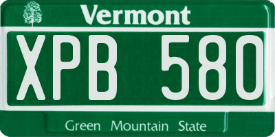 VT license plate XPB580
