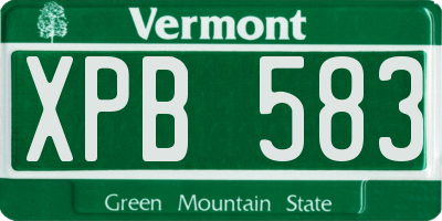 VT license plate XPB583