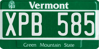 VT license plate XPB585