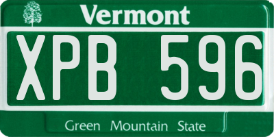 VT license plate XPB596