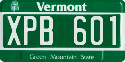 VT license plate XPB601